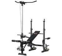 TEMU HOMCOM de Pesas Multifuncional de Musculación Ajustable en 6 Posiciones para Entrenamiento de Cuerpo Completo en Gimnasio Casa Carga 150 kg 180x134x200 cm Plata y Negro