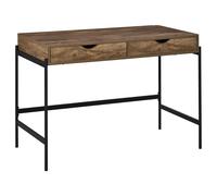 TEMU HOMCOM Escritorio de estilo industrial dim. Cajón de 110L x 55W x 75H cm cm + 2 cajones base metálica Tablero de MDF negro con de madera
