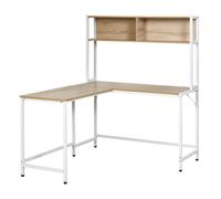 TEMU HOMCOM Escritorio de L Multifuncional Mesa para Oficina o Estudio con Estantes Altos Moderno y Minimalista 140x125x149 cm Color Madera