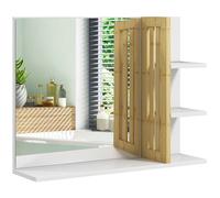 TEMU HOMCOM Espejo de Baño Moderno Espejo de Pared Rectangular con 4 Estantes de Almacenamiento para Maquillaje Tocador Vestidor 45x15x58, 5 cm