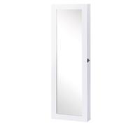 TEMU HOMCOM Espejo Joyero Colgante de Pared Armario de Joyeria Organizador de Joyas con Ganchos y Ranuras para Collares para Dormitorio Salon 37x9, 5x112 cm