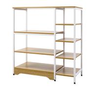 TEMU HOMCOM Estante de Cocina Estanteria para Microondas Horno Multiusos con 7 Estantes de Almacenamiento para Utensilios Libros Plantas 90x40x95 cm Madera Natural