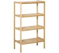 TEMU HOMCOM Estantería Librería de Bambú Mueble Organizador Multifuncional de 4 Niveles con Dispositivo Antivuelco para Baño Cocina Salón 62x33x112 cm Natural