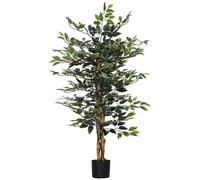 TEMU HOMCOM Ficus Artificial con Troncos 150 cm Planta Artificial con Macetas y 1008 Hojas Realistas para Decoracion del Hogar Salon Dormitorio Verde