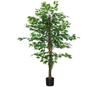 TEMU HOMCOM Ficus Artificial con Troncos Naturales 150 cm Planta Artificial con y 882 Hojas Arbol Artificial Decoracion para Hogar Salon