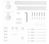 TEMU HOMCOM Herrajes para Puertas Correderas 200 cm Kit de Accesorios para Puerta Corredera con 2 Rieles de Acero al Carbono y Guía de Suelo para Garaje Armario