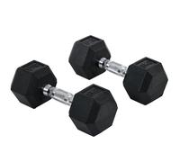 TEMU HOMCOM Juego de Mancuernas de 8kg con Barra de Metlaica y Cabeza Hexagonal Juego de Pesas 16kg Total para Entrenamiento en Casa Gimnasio Oficina Negro y Plata