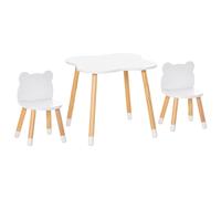 TEMU HOMCOM Juego de Mesa Infantil y 2 Sillas de Madera Muebles para Sala de Juego y Dormitorio de Niños Mesa 56x56x50 cm y Sillas 28x25x46 cm Natural y