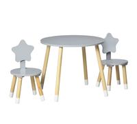 TEMU HOMCOM Juego de Mesa y 2 Sillas de Madera para Niños con Mesa 59x50 cm y Sillas 28x51 cm Muebles Infantiles para Sala de Juego Dormitorio