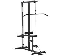 TEMU HOMCOM Maquina de Musculacion Estacion de Entrenamiento con y Asiento Regulable para Fitness Entrenamiento en Gimnasio Hogar Oficina Carga Max. kg 107x120x190 cm Negro