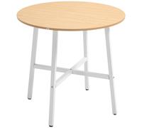 TEMU HOMCOM Mesa de Comedor Redonda para 4 Mesa de Cocina con Patas de Acero para Salon Oficina 80x76 cm Natural y