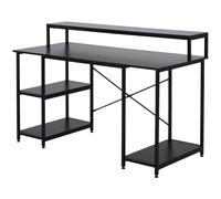 TEMU HOMCOM Mesa para Computadora Escritorio de Oficina Estudio Estantes Tabla Patas con Almohadillas Ajustables Antideslizantes Metalico 140x60x93 cm Negro