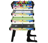 TEMU HOMCOM Mesa Plegable Diseño 4 en 1 Futbolín Aire Hockey Billar Ping-pong Sobremesa Accesorios Incluidos Diversión 86.5x43,5x64 cm