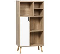 TEMU HOMCOM Mueble Aparador Armario Auxiliar de Salón con 5 Compartimentos y 1 Puerta Multiusos para Comedor Cocina Dormitorio 60x30x121 cm y