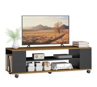 TEMU HOMCOM Mueble de TV con Ruedas, Mesa de TV Suspendido o de Pie, para Salón, con 4 Estantes Abiertos, para Televisión de 55 Pulgadas, Estilo Moderno, 120x40x38,5 cm, Nogal y Negro