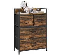 TEMU HOMCOM Mueble Organizador Cajonera de Tela con Cajones Plegables y de Acero Estilo Industrial para Salón Recibidor Dormitorio 60x29x85 cm Marrón