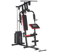 TEMU HOMCOM Multiestación de Musculación Máquina de Musculación con Placas de Peso de 65 kg Carga Max. kg para Entrenamiento Fitness en Hogar Gimnasio Negro y