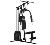 TEMU HOMCOM Multiestación Máquina de Musculación con para Piernas Placas de Peso de 45 kg Carga Max. 110 kg para Entrenamiento Fitness en Hogar Gimnasio 135x103x200 cm Negro
