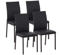 TEMU HOMCOM Pack de 4 Sillas de Comedor, Sillas Modernas, Respaldo con Costuras Decorativas de Diamantes, Tapizadas en Cuero Sintético, Patas de Acero, Negro