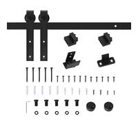 TEMU HOMCOM para Puerta Corredera 200 cm Kit de Accesorios para Puerta Corrediza de Madera con 2 Rieles de Acero al Carbono Carga 40 kg 200x0.4x18 cm Negro