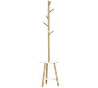 TEMU HOMCOM Perchero de Pie de Bambu Perchero Arbol con 2 Estantes 5 Ganchos para Ropas Bolsas y de Aluminio para Entrada Dormitorio 39, 5x39, 5x171 cm Natural
