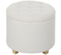 TEMU HOMCOM Puff Almacenaje, Baúl de Almacenaje 40,5L, 45x45x41 cm, Tapizado en Borreguillo, Taburete Reposapiés con Patas de Madera, Asiento Acolchado, para Salón, Dormitorio, Entrada