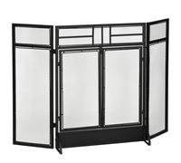 TEMU HOMCOM Salvachispas Plegable Pantalla de Chimenea de 3 Paneles con Puerta y Pies Adicionales 120x11, 5x79 cm Estructura de Metal Negro