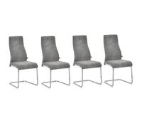 TEMU HOMCOM Set de 4 Sillas de Comedor Sillas de Cocina Tejido de Microfibra con Asiento Acolchado y Patas de Metal Sillas Cantilever Modernas 45x61x98 cm