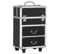 TEMU HOMCOM Trolley maleta, estuche de maquillaje, cosméticos, asa telescópica ajustable, 36L x 23l x 58H cm, aluminio, ABS, negro