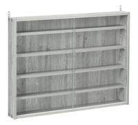 TEMU HOMCOM Vitrina de pared para coleccionables con 5 estantes ajustables y de cristal correderas 80 x 9,5 x 60 cm, color