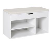 TEMU HOMCOM Zapatero con Asiento Zapatero de Entrada Recibidor Moderno con Cajon Estantes Abiertos y 1 Cojin para Pasillo 80x30x47cm