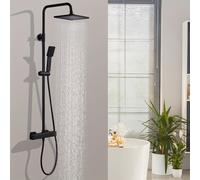 TEMU HOMELODY de Ducha Termostática en Negro - Juego Completo de Ducha de Lluvia de Acero Inoxidable con Dos Cabezales de Ducha y Bloqueo de Seguridad a 38°C uso en la ducha