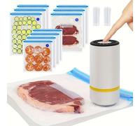 TEMU HOTU Mini Sellador al Vacío Eléctrico con Carga USB, Batería de Litio Recargable, 10 Bolsas de Almacenamiento de Alimentos en 3 Tamaños y Bomba Portátil para Sous Vide, Uso Doméstico y de Viaje