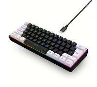 TEMU HXSJ Teclado Cableado de 61 Teclas con Teclas Inyectadas de Color Desmontables, Adecuado para Juegos, Hogar, Oficina, USB Plug and Play, Teclado de Computadora (Solo Cableado)