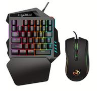 TEMU HXSJ Teclado de juego de una y conjunto de mouse con 35 teclas, teclas de moldeado de inyección de color, iluminación de colorida, combo de mouse óptico USB Plug-And-Play adecuado para juegos.