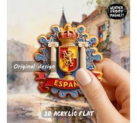 TEMU Imán de nevera acrílico con diseño 2D, que el de España en y vibrantes, adornado con un león y una corona dorada. Ideal para aquellos que aprecian la española.