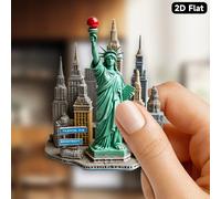 TEMU Imán del de - Estatua y Broadway NYC, Imanes para Nevera con Retro, Miniatura en 2D Ideal como Regalo para Viajeros, Coleccionistas e Fans de La Gran ( 2D, 2D Flat)
