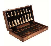 TEMU Impresionante Juego de Ajedrez de Madera Premium - 2 Reinas Extra, Tablero Plegable, y - Regalo Ideal para Navidad, Halloween, Acción de Gracias para Amantes del Ajedrez y Jugadores