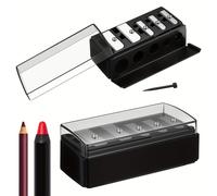 TEMU individual de un sacapuntas manual negro diseñado para delineadores de maquillaje, con orificios y una cubierta de plástico