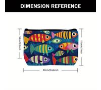 TEMU Individual, Elegante Estuche de 2D con Diseño de de Peces Vibrantes, Maletín de Maquillaje Versátil para Trabajo y Viajes, Bolso de Belleza con Cremallera para Necesidades Diarias, Diseño Ahorra