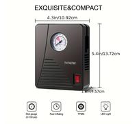 TEMU Inflador de neumáticos con compresor de aire portátil, bomba de aire de 100 PSI para coches, motocicletas y bicicletas, bomba de neumáticos eléctrica con manómetro, sin batería