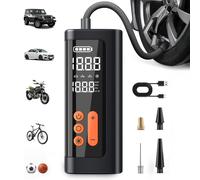 TEMU Inflador de Neumáticos Portátil, Compresor de Aire Inalámbrico 150 PSI con Manómetro Digital, Función de Cierre Automático y 3X Rápido para Coche, Moto, Bicicleta y Balón