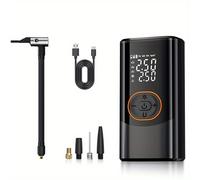 TEMU Inflador de Neumáticos Portátil con Pantalla Digital | 150PSI, Batería de Litio Recargable, Luz LED, Inalámbrico, Diseño Compacto y Duradero, Interfaz USB Tipo-C, Negro -