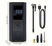 TEMU Inflador Portátil de Neumáticos, Compresor de Aire 150PSI con Manómetro y Luz LED, Bomba Inteligente Inalámbrica Rápida de 3X Botón Único para Coches, Motos, Bicis, Balones y Más