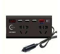 TEMU Inversor de Coche de 200W: Convertidor de Energía de 12V CC a 110V y 24VCC a 220V con Pantalla LED y 4 Puertos USB 1 PD para Carga Rápida