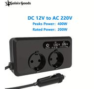 TEMU Inversor de energía de coche de 400W, 12V a AC 230V, adaptador de coche con 2 USB y 2 Type-C, adaptador de coche con pantalla LCD inteligente y enchufes de AC, convertidor de coche EU