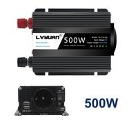 TEMU Inversor de potencia de coche de 500W 12V a AC 230V con enchufe AC Euro y cargador de USB para coche, hogar, portátiles, sin batería
