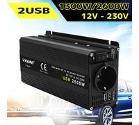 TEMU Inversor de Potencia para Coche 800W/1300W 12V a AC 230V, Convertidor con 1 Enchufe Euro y 2 Puertos USB para Auto, Caravana o Hogar y Portátiles
