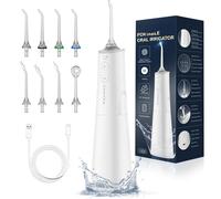 TEMU Irrigador Bucal Portátil, Hidrofloss para Dientes, Irrigador Dental Inalámbrico Profesional 8 Boquillas 5 , IPX7 Impermeable 300ML USB-C Recargable Para Limpieza de Dientes, Hogar y Viaje