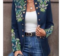 TEMU Jaqueta de larga para mujer con cuello , botones bordados y diseño vintage elegante y moderno, con desarrollo dirigido